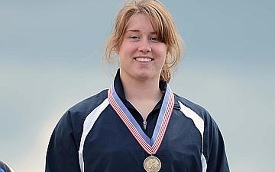 Brandy Oliver of Bitburg won the shot put event at the DODDS-Europe track and field championships at Kaiserslautern, Germany, Friday, with a throw of 37 feet.