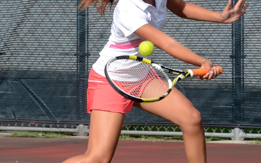 Senior Mina Fisher is one of two veterans returning to a Zama American girls tennis team that's won the last two Far East Tournament Division II banners, but must face a future without star Natalie Burke, who transferred to the States.