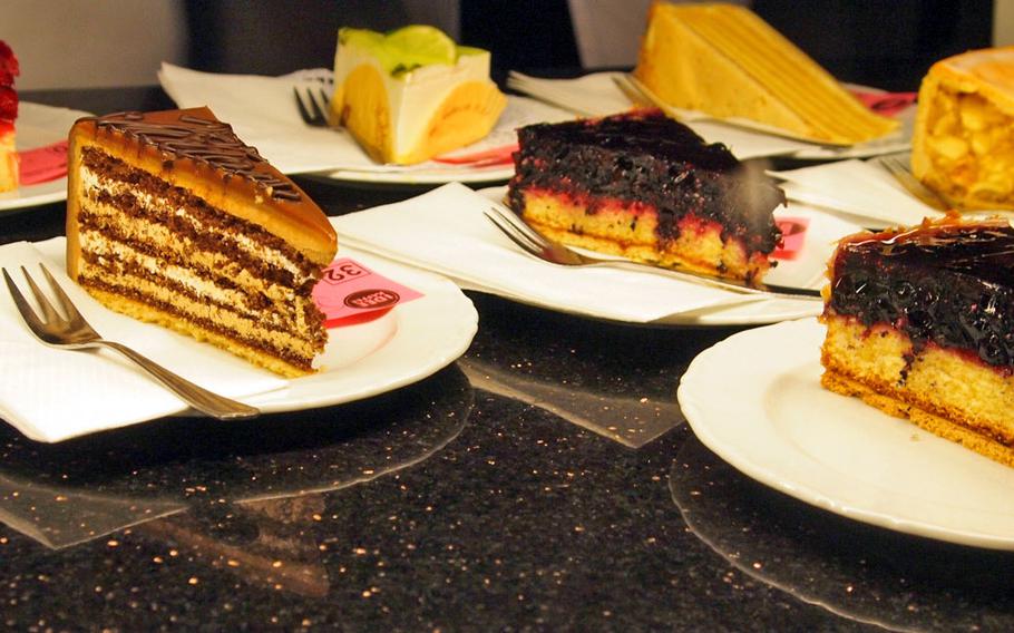 A sample of the many cakes and other sweets offered at Cafè Maldaner, which has been serving coffee and sweets for more than 150 years.
