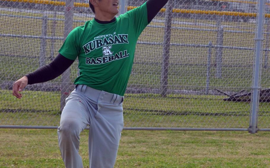 Shoichiro Vivas, a senior catcher, is one of four three-year starters returning to a Kubasaki Dragons team set to begin the season as defending Far East Division I Tournament champions, as well as Okinawa Athletics & Activities Council district champion for eight straight years.