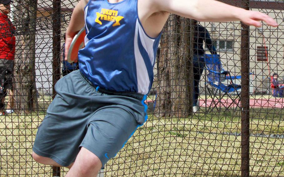 Christian Sonnenberg, a freshman, leads DODDS Japan discus throwers with a throw of 41 meters and is unbeaten this season in two meets.