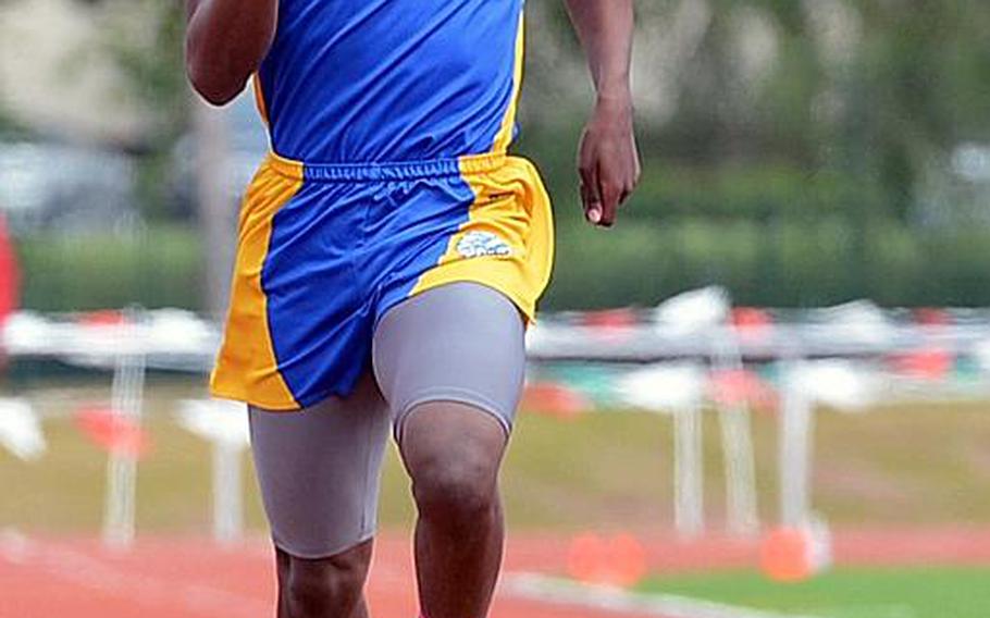 Wiesbaden's Anthony Little won the 200-meter race at the DODDS-Europe track and field championships last year in 22.62 seconds. Little also won the 100-meter race in 10.92 seconds, and will attempt to defend his titles as the 2014 track and field season gets under way this weekend.