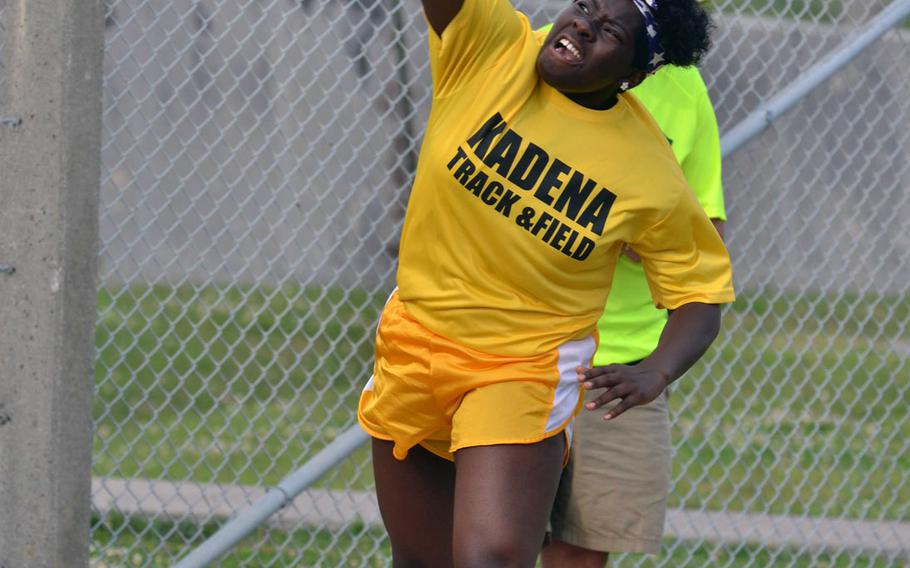 Kadena thrower Jazmyn Sharper is one of the favorites in the shot put and discus at next week's Far East High School Track and Field Meet at Yokota.