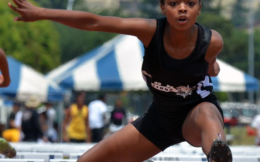Zion Christian Academy's Amora Wood breaks her own 100-meter hurdles record with a 16.75 time Tuesday in the Far East Track and Field Meet finals.
