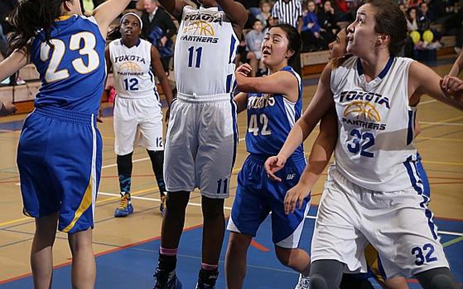 Yokota freshman guard Kaliah Henderson shoots the ball.The defending champion Panthers have been unstoppable since she joined the lineup after the start of the season.