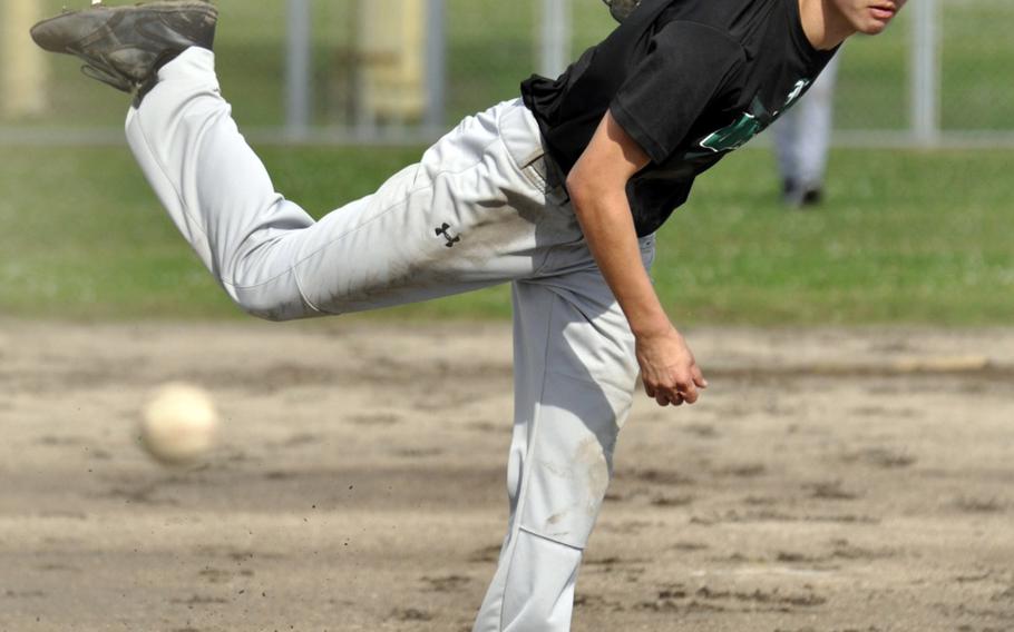 Kubasaki senior pitcher Kristian Palmer.