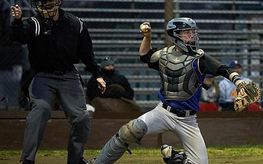 Senior catcher Woody Woodruff transferred to the defending Far East Division II champion Yokota Panthers from Ramstein, Germany, where he helped lead the Royals to last year's DODEA-Europe Division I title.