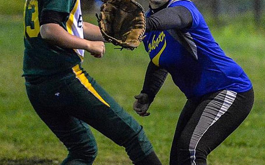 In her first action on the softball diamond in 10 years and her first season at first base, Yokota senior Madison Hyde boasts a .936 fielding percentage.