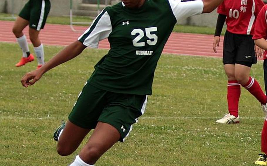 Lorenzo Williams/Special to Stars and Stripes

Myca Ingram, a freshman transfer from California, leads the two-time defending Far East Division I Tournament champion Kubasaki Dragons with 20 goals