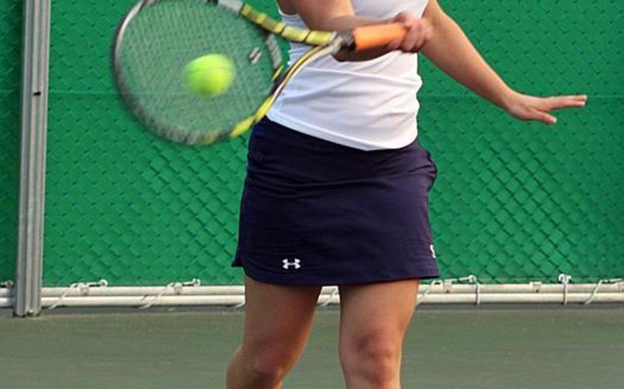 Senior Colby Mortensen provided a boost for the Seoul American tennis lineup.