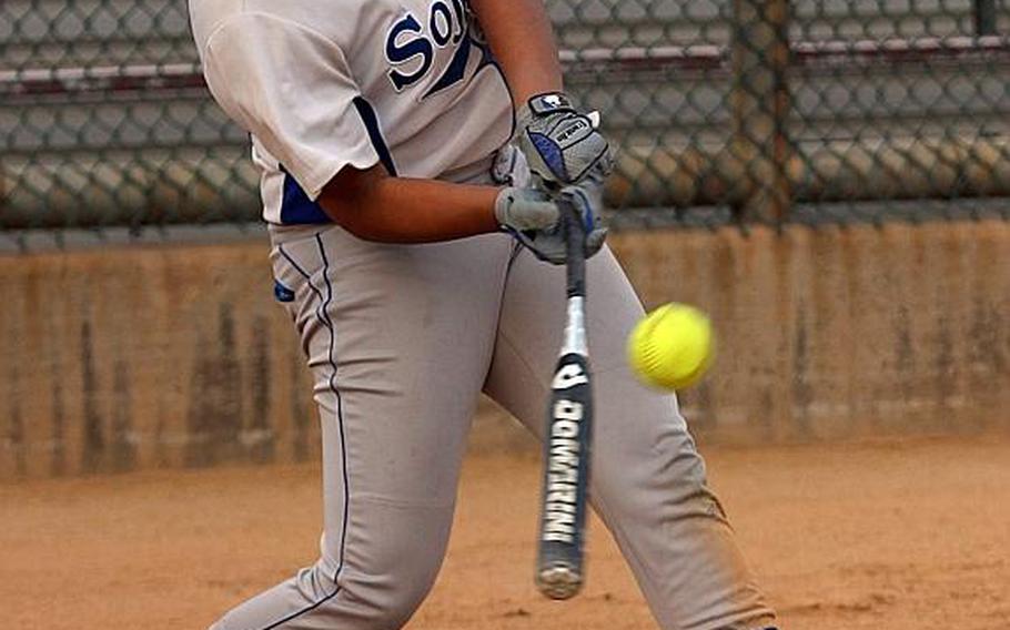 Senior Krista Bradley is one of a handful of returnees on a Seoul American softball team that's thin in numbers this season.