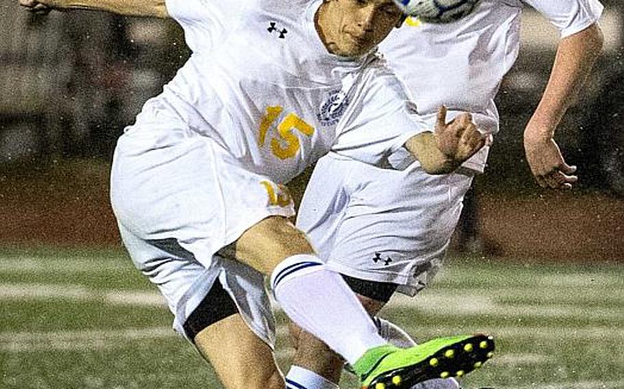 Freshman David Carlson is one of a handful of underclassmen blending with eight returners for a Yokota boys soccer team looking to unseat Matthew C. Perry as five-time defending Far East Division II Tournament champions.