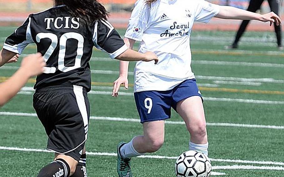 Seoul American freshman defender Nina Furner and her Falcons teammates had to play Wednesday's first day of the Korea Blue Division soccer tournament at Camp Humphreys in Korea short five players, two of them starters, who opted to attend the Far East honors music festival on Okinawa.