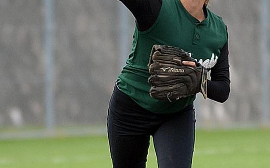 Leah Bebout is one of two senior pitchers with four years on the roster of a Kubasaki team that won twice during the regular season against three-time defending Far East Division I Tournament champion Kadena, but has never won a Far East tournament itself.