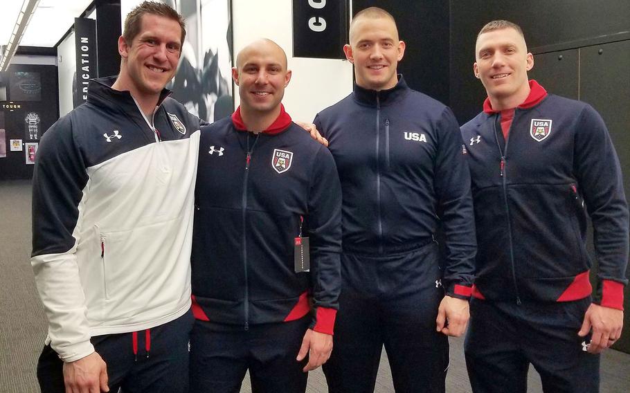 From left to right, Sgt. 1st Class Nate Weber, Sgt. Nick Cunningham, Sgt. Justin Olsen and Cpt. Chris Fogt are part of the Army's World Class Athlete Program and will compete in the upcoming Winter Games in Pyeongchang, South Korea.