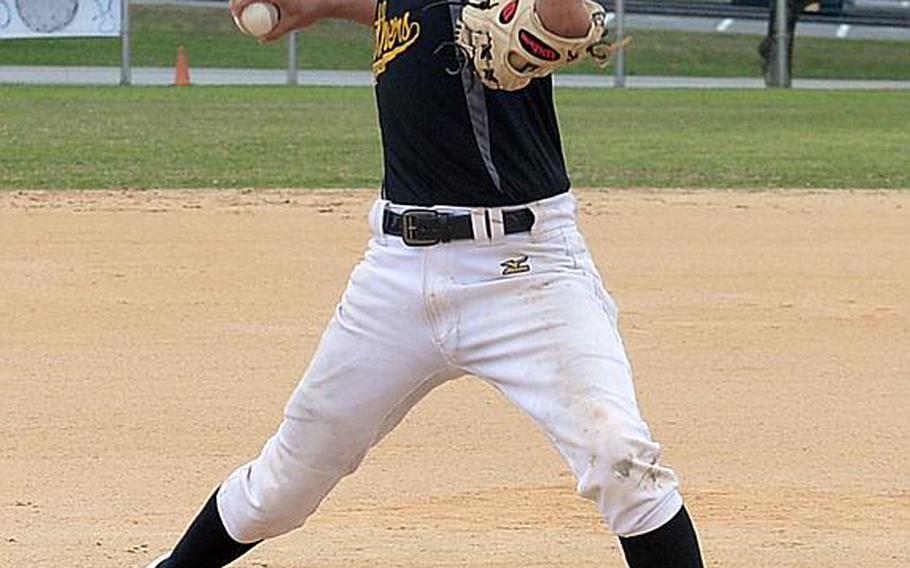 Sophomore Jared Duenas is one of two main pitching options for Kadena, hoping to finally win a Far East Division I Tournament title after just missing in six finals appearances.