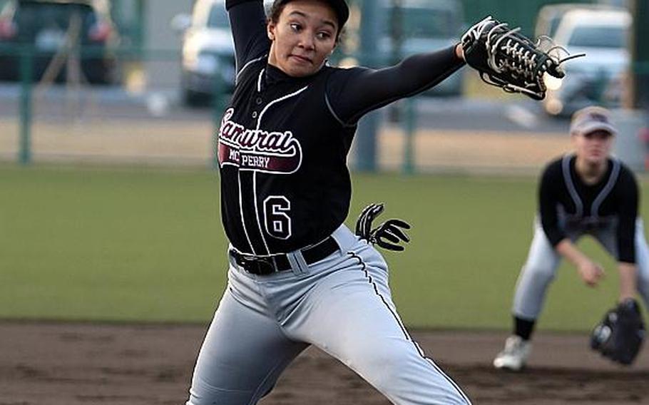 Senior Olivia Reneau remains on the mound, one of two pitching options for Matthew C. Perry softball.