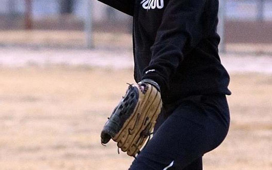 Senior Paris Hingel is one of several pitching options for Zama, something coach Aaron Wells said was a worry at the start of the season, but no longer.