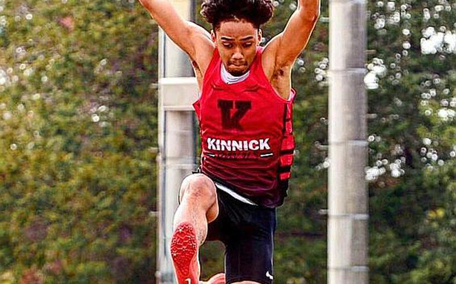 Nile C. Kinnick's Chris Watson is chasing top honors in the long jump during Saturday's Kanto Plain track and field finals at Yokota.