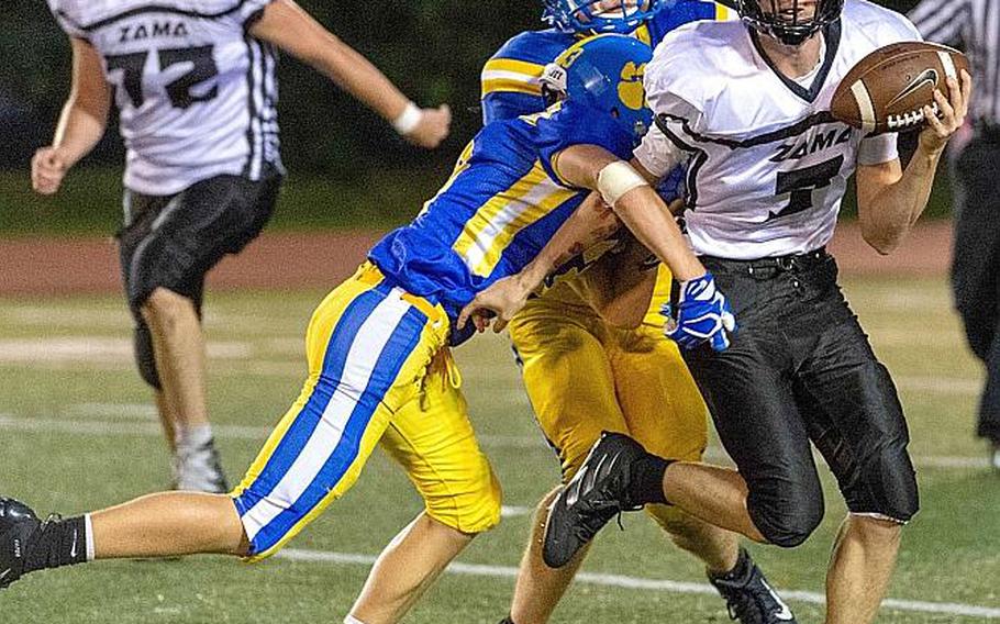 Quarterback Tim Matelski triggers a wide-open spread attack for Zama.