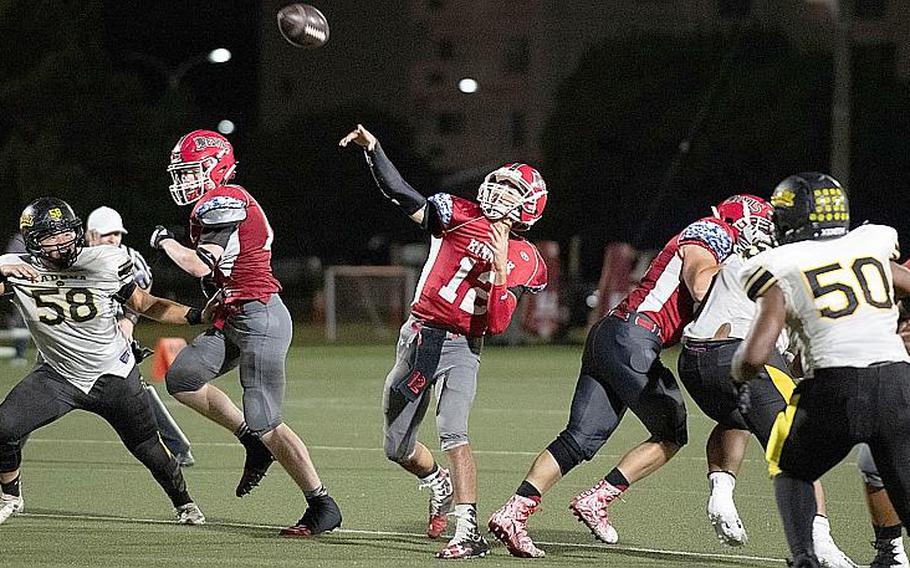 Quarterback Patrick Kelly and Nile C. Kinnick hope to make it to the Far East Division I championship game for the third straight year.