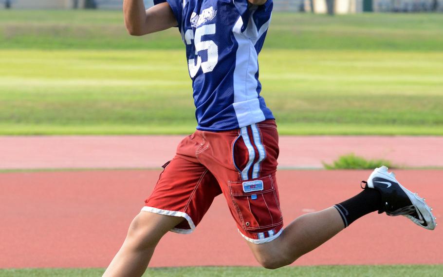 Senior A.J. Leake is one of four returning Yokota players; he will line up at tight end and defensive end this season.