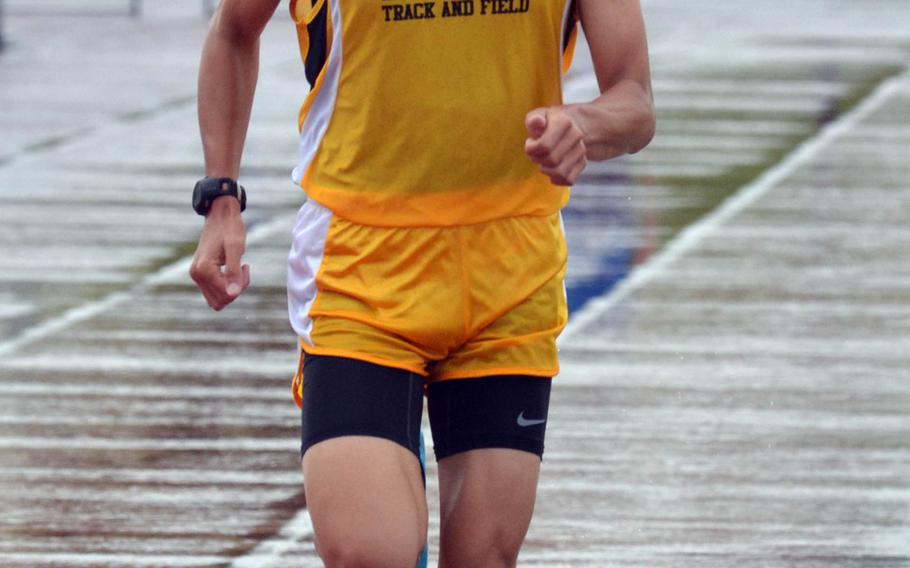Kadena senior Andrew Kilkenny, a two-time Far East cross-country champion, runs the 3,200-meter race during Thursday's first day of the 2nd Oki Relays at Camp Foster, Okinawa. Kilkenny clocked 10 minutes, 21.66 seconds.