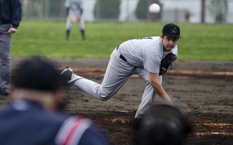 M.C. Perry pitcher Austin Macias posted two strikeouts and gave up four earned runs in a 4-0 DODDS Japan Tournament loss to Robert C. Edgren on Friday at Camp Zama, Japan.