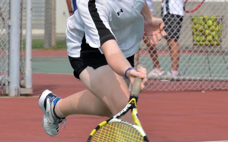 Kadena freshman tennis player Lily Oliver.
