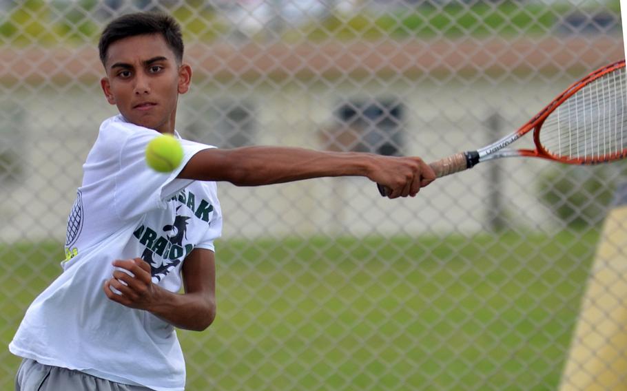 Senior Adam Sani is Kubasaki's No. 2 boys singles seed who has also teamed with senior Mark Ebarle to defend their Okinawa Athletics & Activities Council district doubles title.