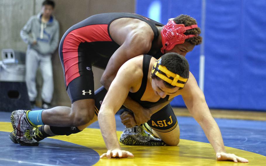 Nile C. Kinnick Dre Paylor defeated American School in Japan's Lucas Mendoza in the 168-pound championship match of the Kanto Wrestling Invitational at Christian Academy in Japan in Higashikurume, Japan.