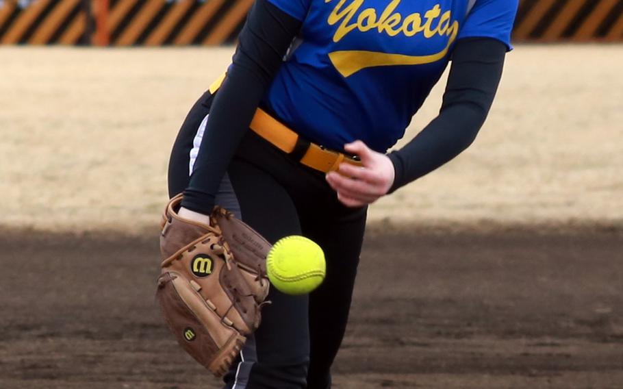 Yokota Panthers left-hander Anysia Torres delivers against Robert D. Edgren during Friday's DODDS Japan season-opening softball game at Yokota Air Base, Japan. Torres got the win and the Panthers won 18-3 in three innings.