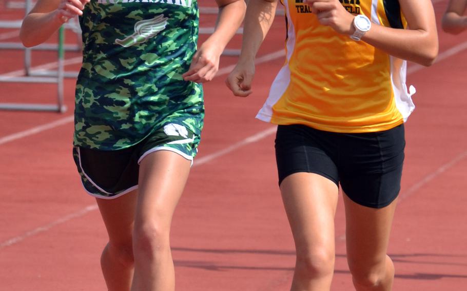 Kubasaki's Zoe Jarvis captured her first 1,600 victory of the season, while Kadena's Wren Renquist remained unbeaten in the 3,200 during the Mike Petty meet.