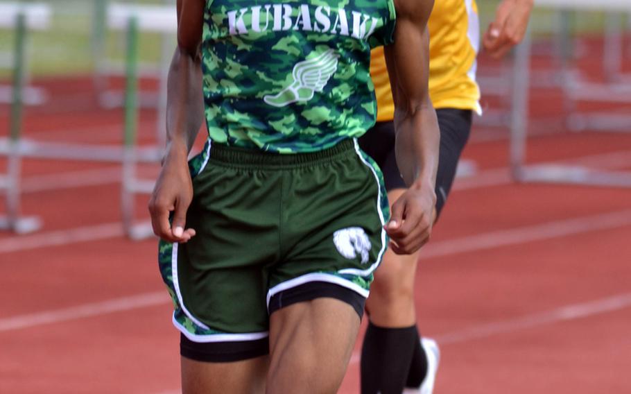 Kubasaki's Johnathan Johnson held off Kadena's Michael Javier in the 3,200, while Javier got his first victory of the season in the 1,600 during the Mike Petty meet.