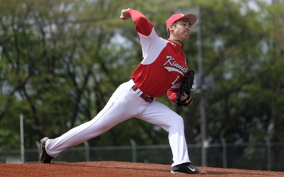 Nile C. Kinnick pitcher Kacey Walker started for the Red Devils against Matthew C. Perry during the DODDS Japan Tournament at Camp Zama, Japan on April 18, 2015. Kinnick lost 3-2.