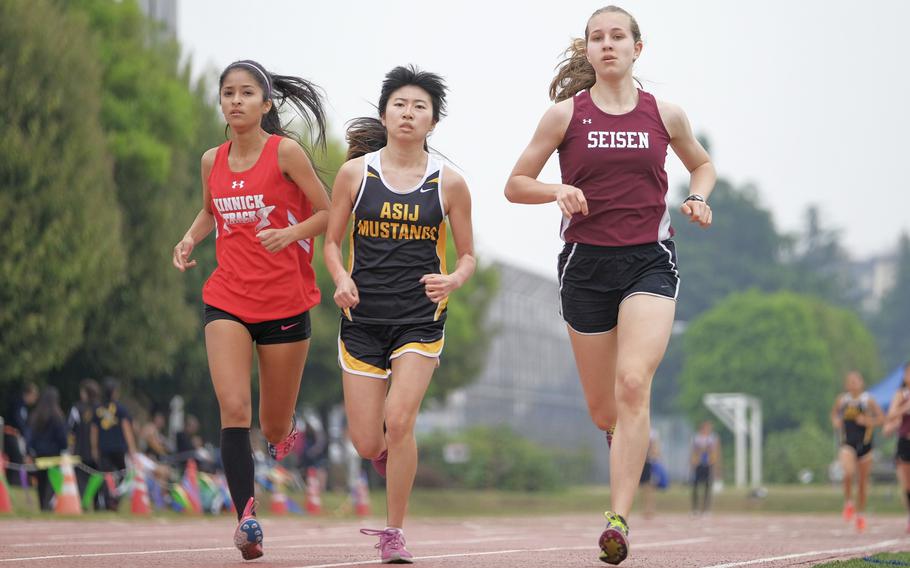 Seisen's Brittani Shappell, American School in Japan's Lisa Watanuki and Nile C. Kinnick's Arlene Avalos all recorded the three fastest 3,200 meter runs in league history May 9, 2015 in the Kanto Plain Track and Field Championship at Yokota Air Base, Japan. Shappell set the mark with an 11 minute, 12.36 second time, while Watanuki and Avalos also bested the record of 11:46.00 previously set by Crystal Sandness of Kubasaki in 2004.