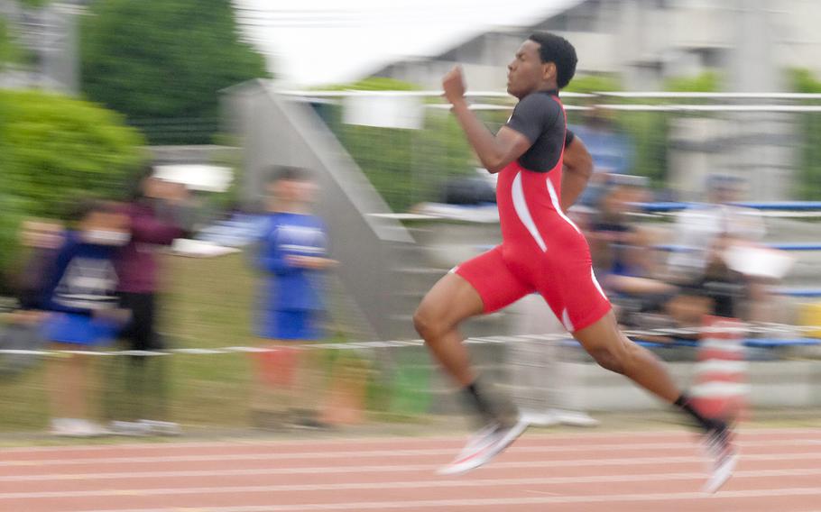 Nile C. Kinnick's Jabari Johnson broke his own 400-meter Pacific record with an official time of 48.99 seconds May 9, 2015 at the Kanto Plain Championship in Yokota Air Base, Japan. He last set the record last year with 49.57.