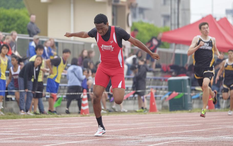 Nile C. Kinnick's Jabari Johnson broke the 200-meter Pacific record with an official time of 21.87 seconds May 9, 2015 at the Kanto Plain Championship in Yokota Air Base, Japan. The previous mark of 21.92 was set by Risto Silvetoinen of International School of Kuala Lumpur in 2009.