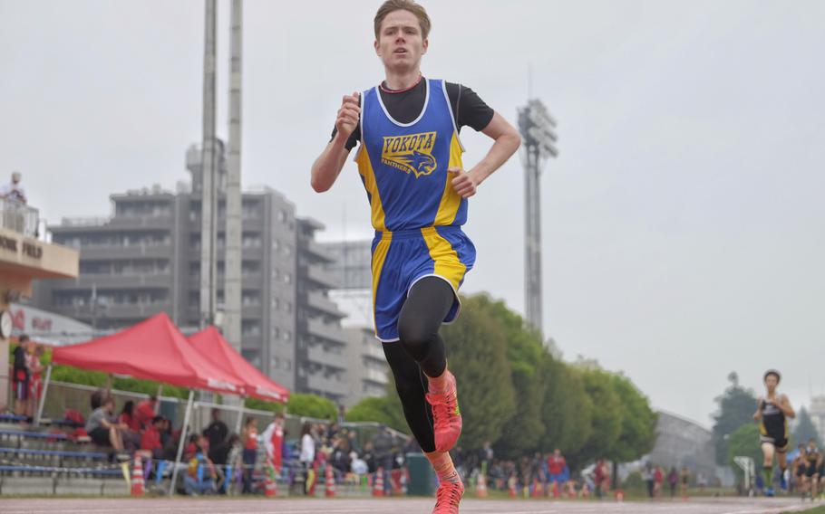 Yokota's Danny Galvin won the 1,600 meter Kanto Plain Championship on May 9, 2015 in Yokota Air Base, Japan, but is still chasing his own Pacific records in the 1,600 and 3,200 meter runs.