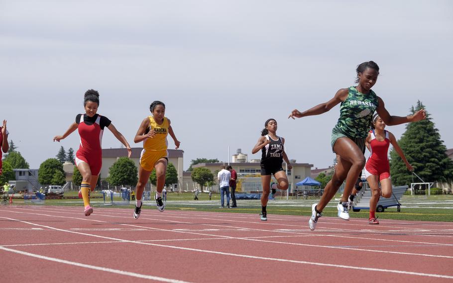 Kubasaki's Kaelyn Francis won the Far East Track and Field Tournament girl's 200-meter sprint May 22, 2015 at Yokota Air Base, Japan. Francis broke the Pacific and meet records in the same race the day before with a 25.73 second run.