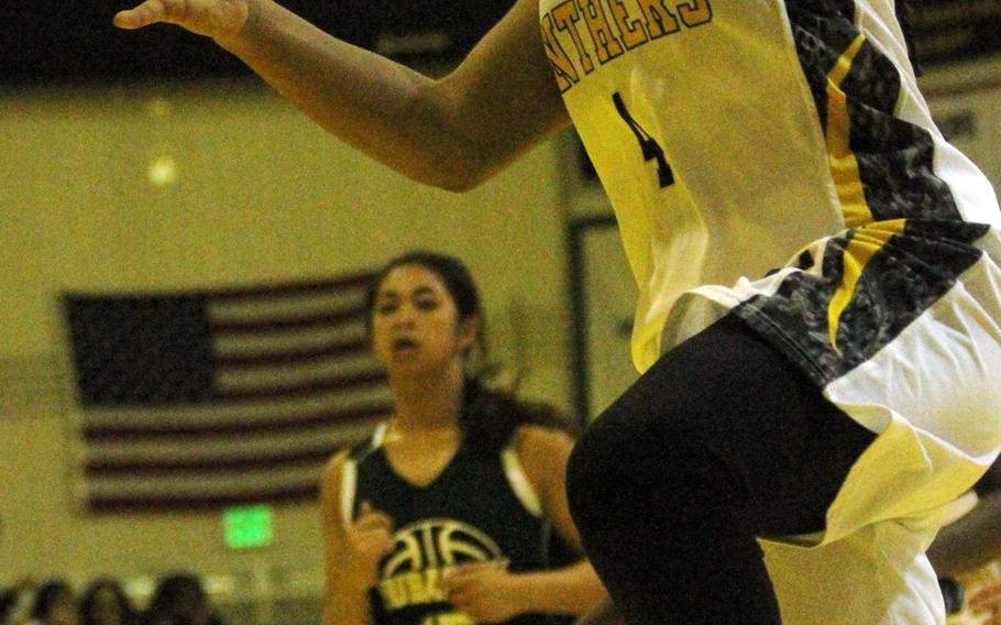 Rhamsey Wyche scored a game- and team-high 19 points for Kadena, which won its 14th straight season series from Kubasaki, beating the Dragons 61-31 in Friday's game.
