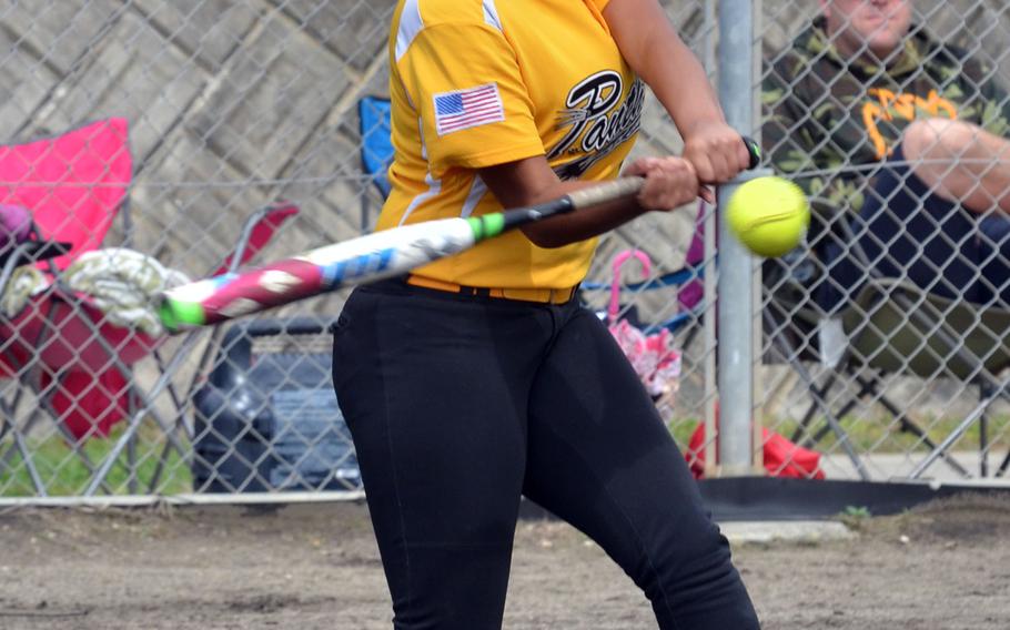 Kadena's Briana "Ya Ya" Wilson homered, doubled and drove in five runs to rally the Panthers from a 2-0 deficit for an 8-3 win Saturday against Kubasaki, leveling the season series at 1-1.