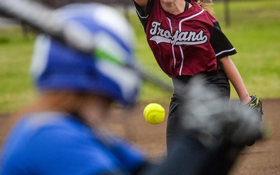 Zama right-hander Heather Hurley delivers against Yokota during Thursday's DODEA-Japan softball tournament game, won by the Panthers 2-0.