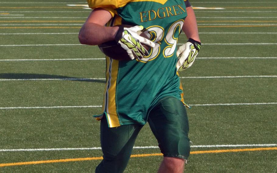 Junior Matt Keating will see time at running back and defensive back for Edgren football on its new field turf.