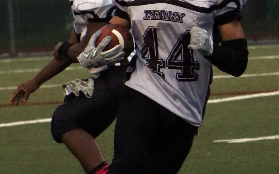 Matthew C. Perry running back Caeleb Ricafrente had not played the previous two times the Samurai faced Daegu, but made the most of his chance in Saturday's 52-6 romp by the Samurai, rushing for four touchdowns and returning a punt for another score. He leads the Pacific with 16 touchdowns this season.