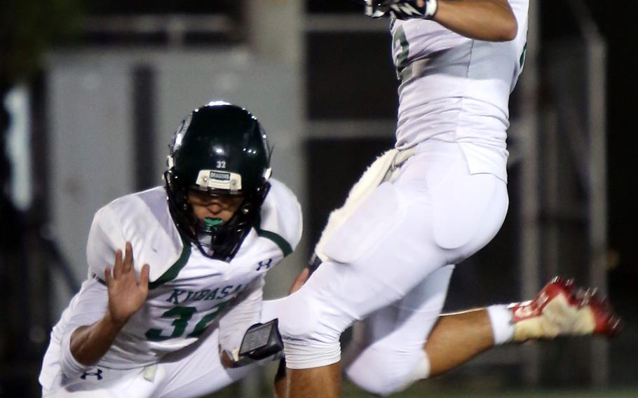 Kubasaki's Bobby Riegert was 4-for-4 on extra-point kicks against Seoul American.