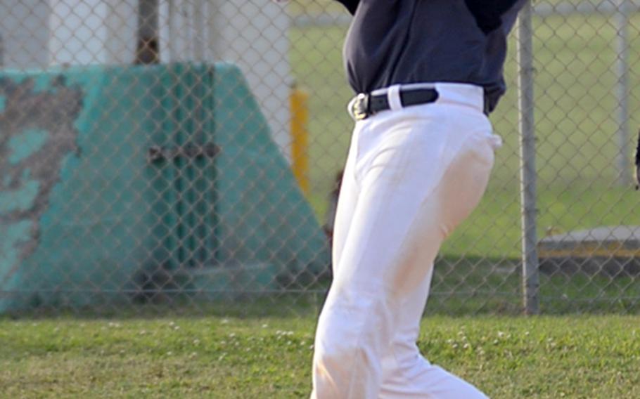 Kadena senior Justin Wilson was 3-for-3 with three doubles and four RBIs in the Panthers' 19-0 three-inning shutout of Kubasaki on Wednesday.