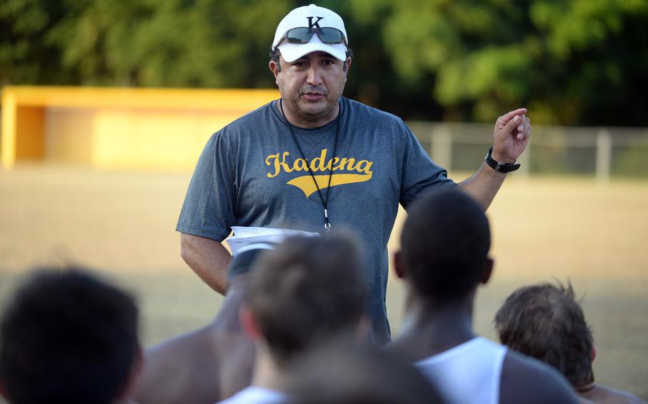 Sergio Mendoza is entering his 12th season as Kadena football coach with a Pacific-record five Far East Division I titles to his credit.
