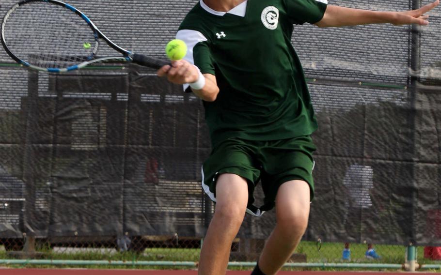 Kubasaki sophomore Shannon Hyde won Okinawa district titles in boys singles and doubles.
