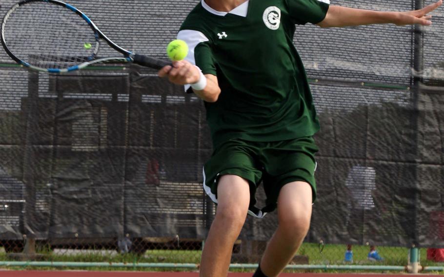 Kubasaki sophomore Shannon Hyde won Okinawa district titles in boys singles and doubles.
